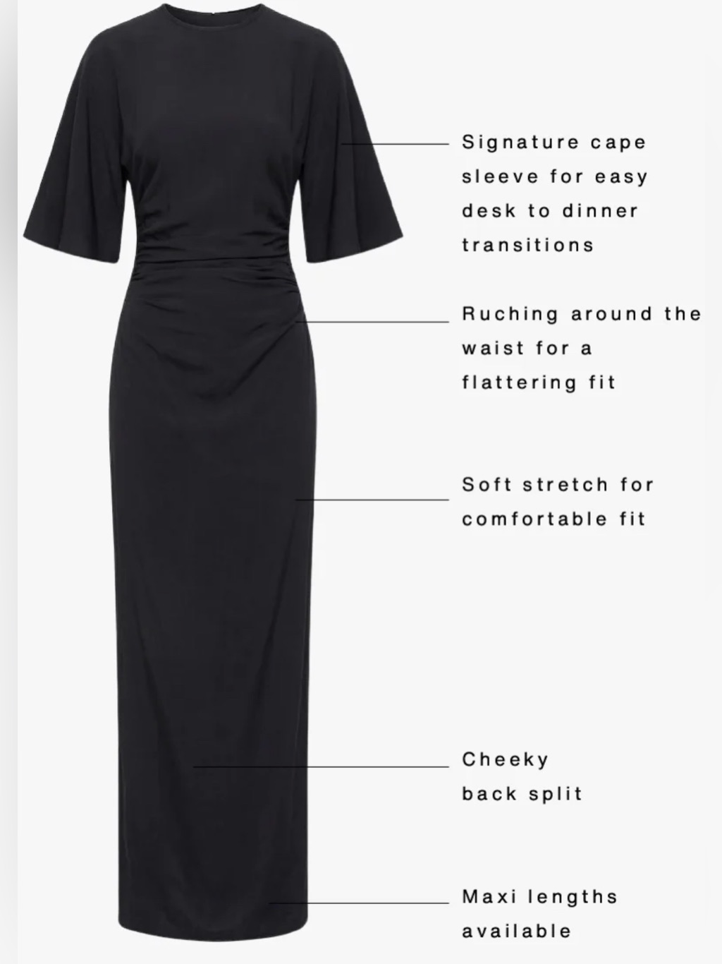 Suboo Ivy Cape Sleeve Maxi - Black